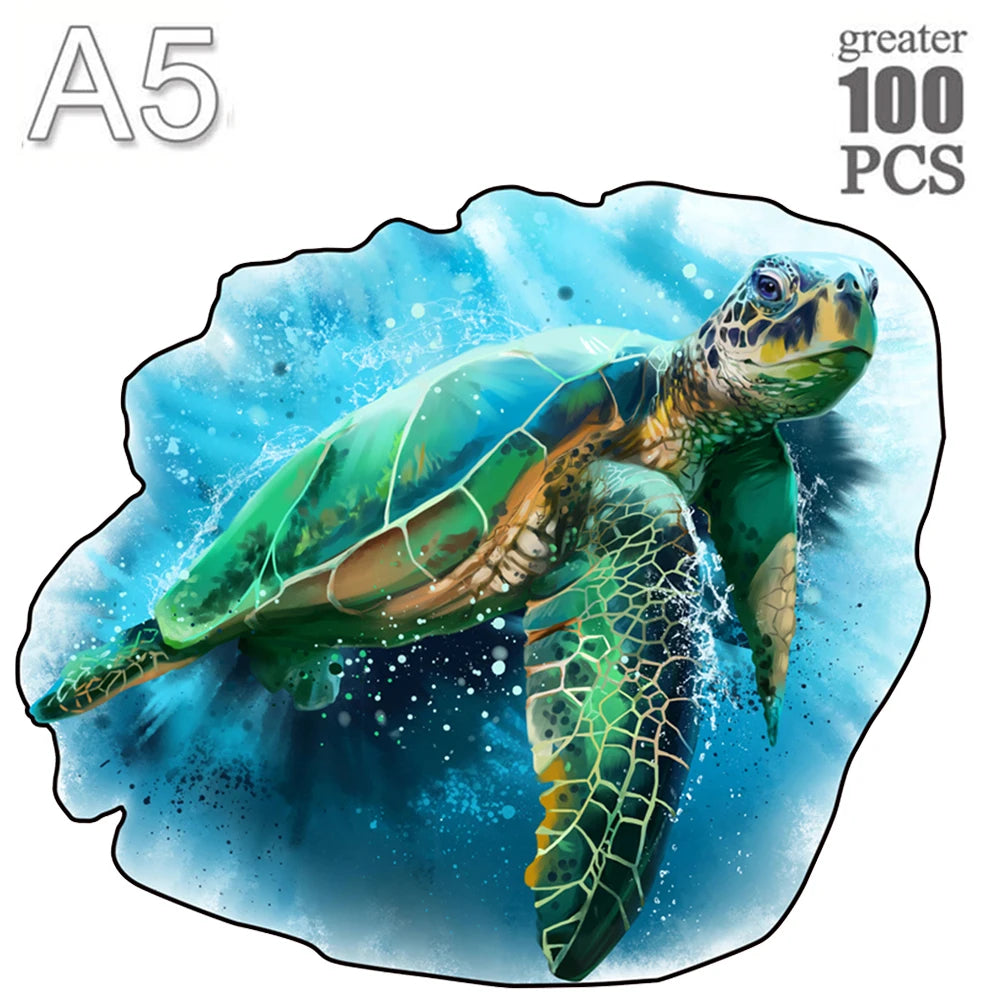 Puzzle en Bois Tortue Marine - Évasion Océanique - 100 à 300 Pièces