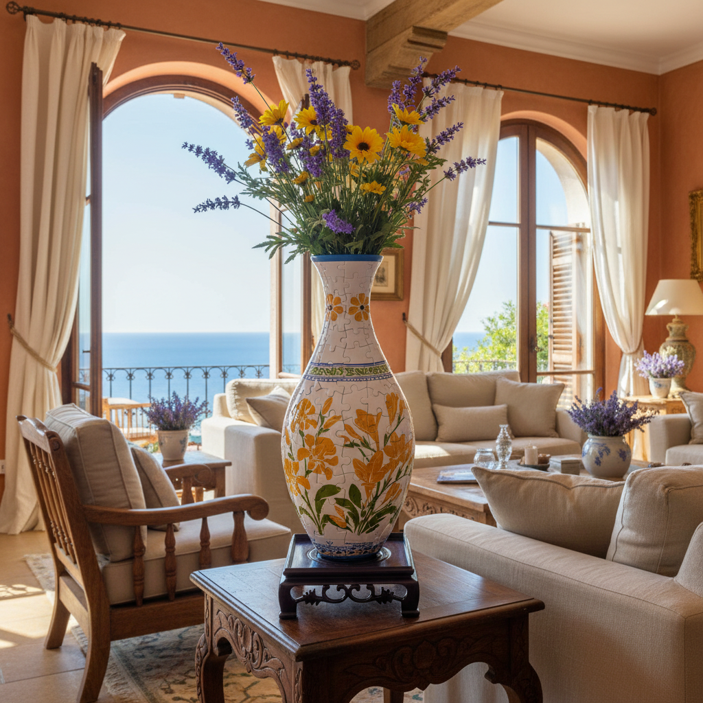 Puzzle 3D Vase Fleurs Jaunes 160 Pièces - Décoration Style Céramique