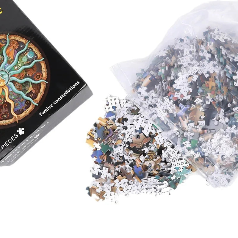 Puzzle 1000 Pièces - 12 Constellations (Rond, Astronomie)
