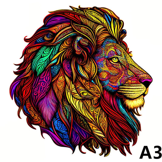 Puzzle en bois : Lion royal coloré