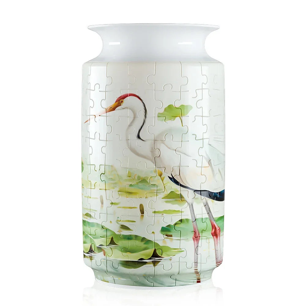 Puzzle 3D Vase Grue du Japon & Lotus - Porcelaine Chinoise Décorative