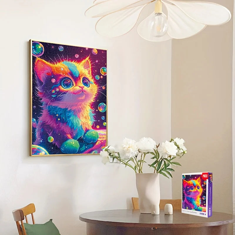 Puzzle Chat & Bulles Colorées - Rêve Onirique - 1000 Pièces