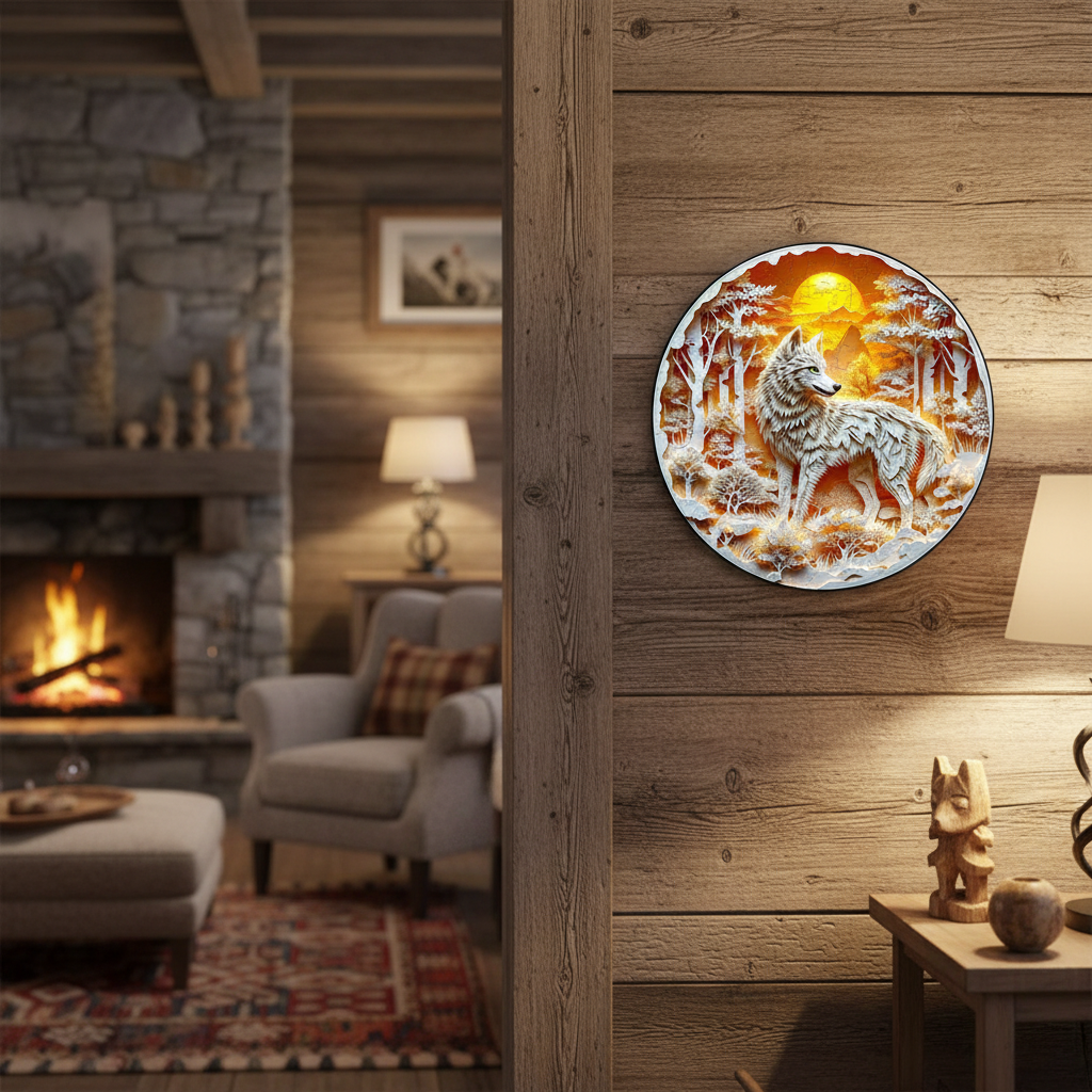 Puzzle en bois Grand Loup Blanc – Puzzle animaux (pièces irrégulières)