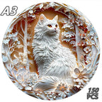 Puzzle en bois - Chat blanc et fleurs