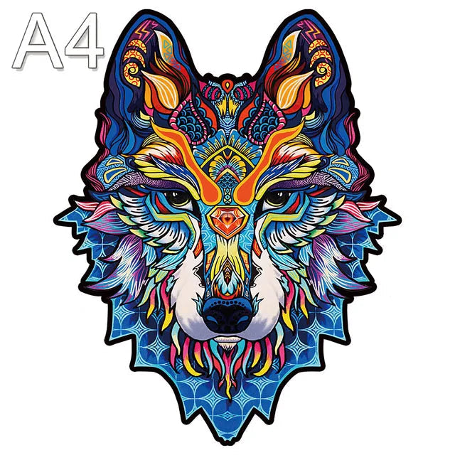 Puzzle en Bois Loup Majestueux - Art Coloré - 100 à 300 Pièces