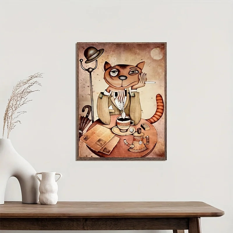 Mini Puzzle 1000 Pièces "Dapper Cat" - Le Chat Dandy au Café - Format Compact