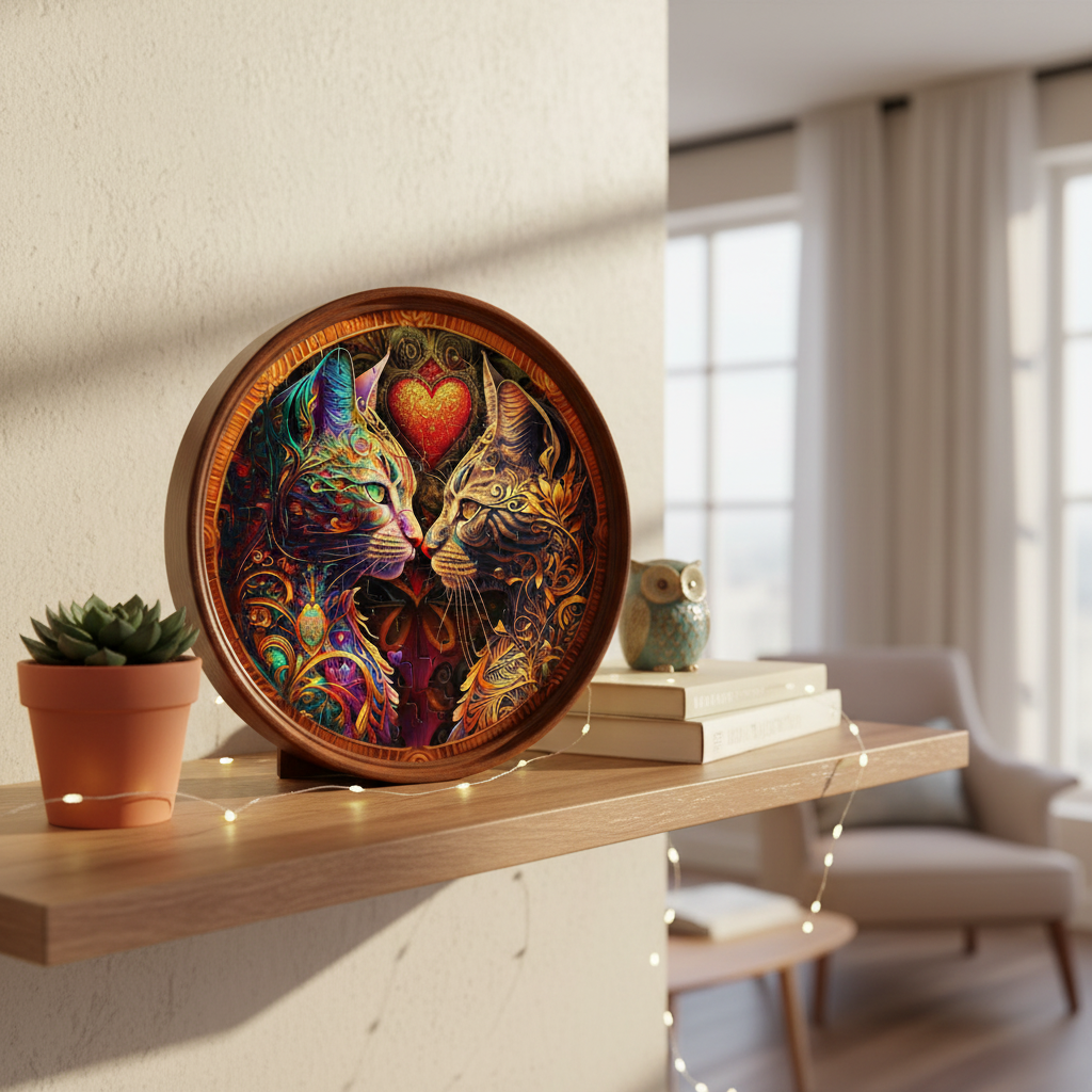 Puzzle en Bois Duo de Chats - Amour & Mystère - 50 à 150 Pièces