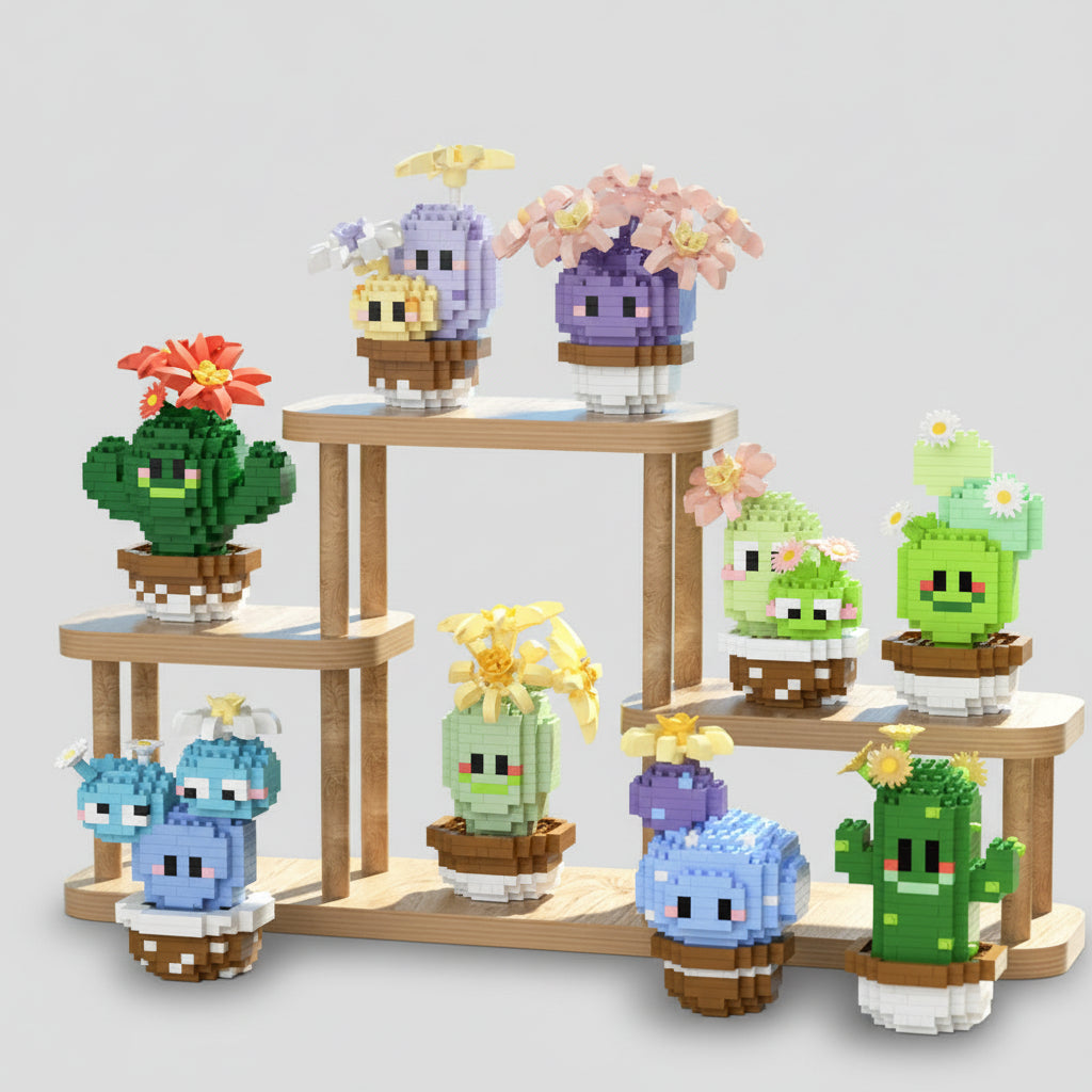 Mini Puzzle 3D Botanique en Micro-Briques - Collection Cactus et Succulentes