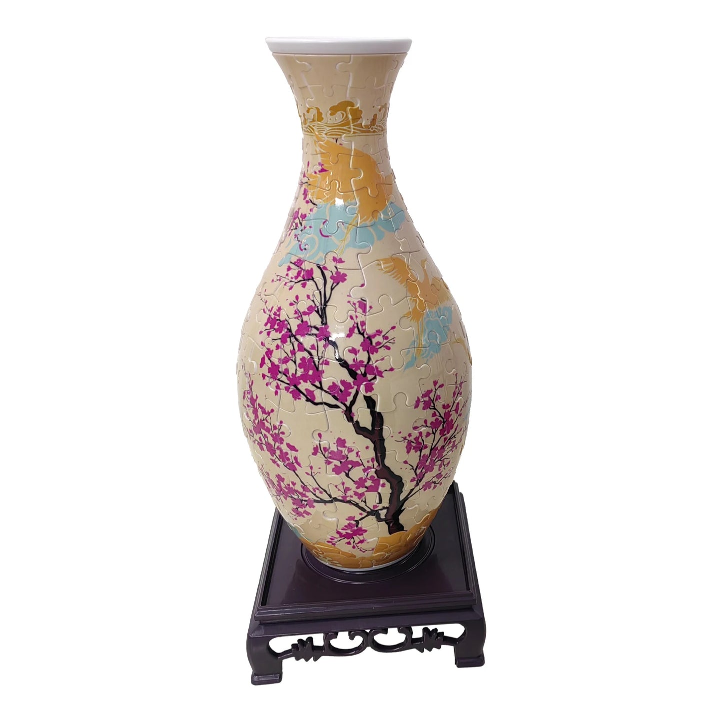 Puzzle 3D Vase 'Oiseau du Printemps & Fleurs de Cerisier' - 160 Pièces