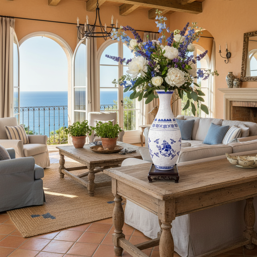 Puzzle 3D Vase 'Fleur de Pivoine Classique' - Porcelaine Bleue et Blanche Ming - 160 Pièces