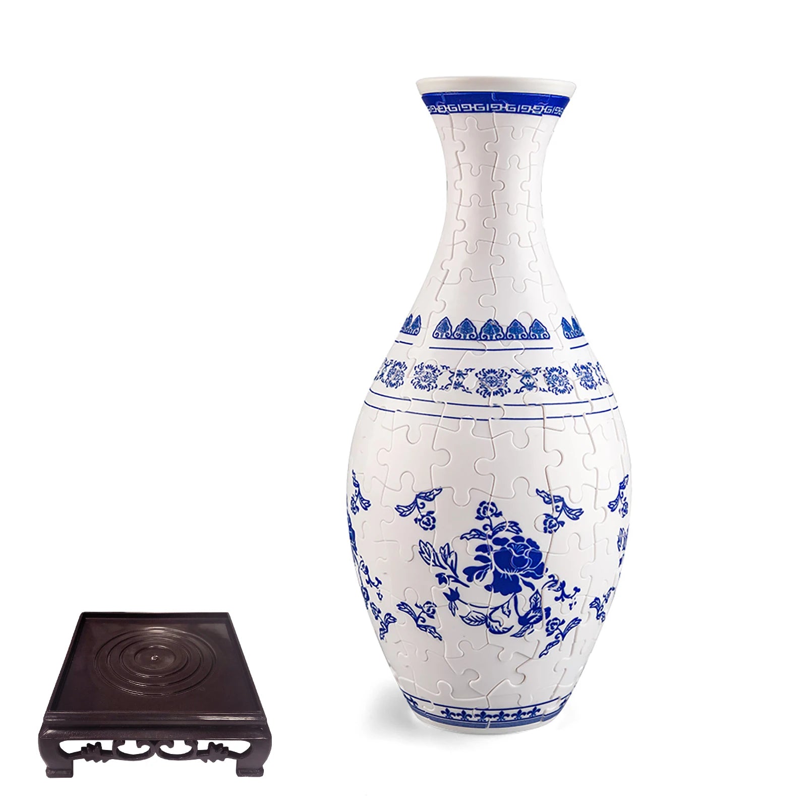 Puzzle 3D Vase 'Fleur de Pivoine Classique' - Porcelaine Bleue et Blanche Ming - 160 Pièces