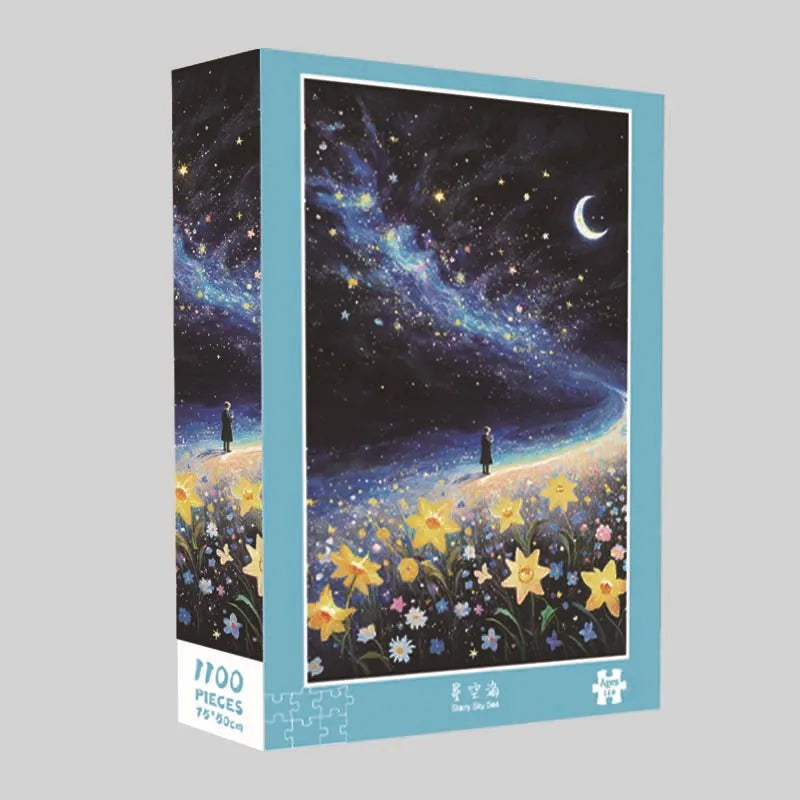 Puzzle Ciel Étoilé & Océan de Fleurs - Rêve Galactique - 1100 Pièces