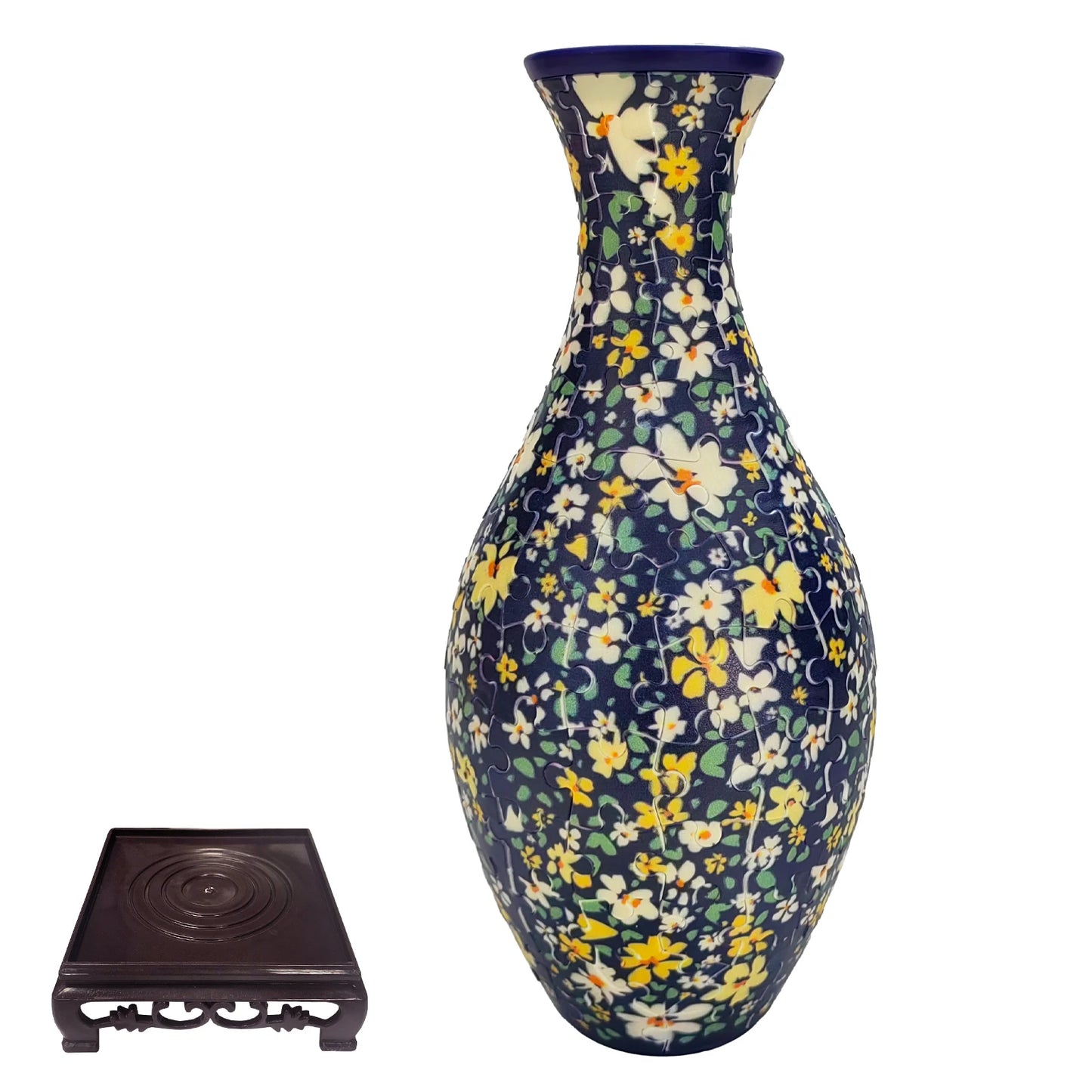 Puzzle 3D Vase Floral Bleu Nuit - Style Porcelaine Vintage