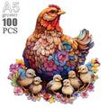 Puzzle en Bois "Maman Poule & Poussins" - Douceur Champêtre - 100 à 300 Pièces