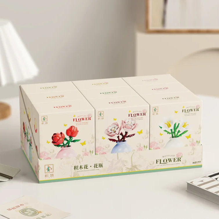 Puzzle 3D Fleurs en Pot – Compositions Florales Variées en Micro-Briques Décoratives