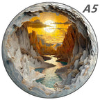 Puzzle en bois : Rivière et montagnes au coucher du soleil