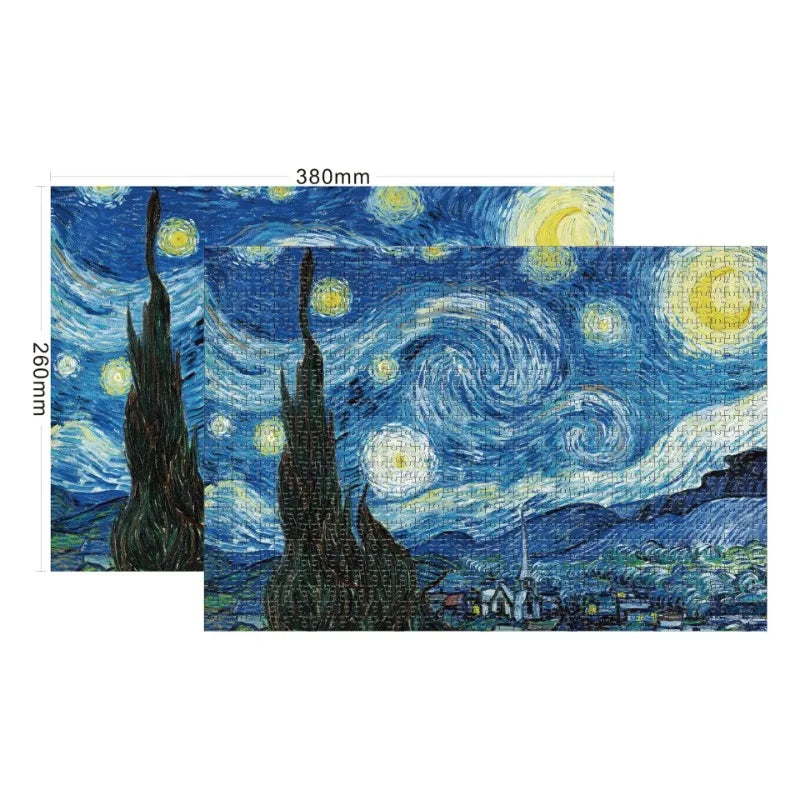 Mini Puzzle 1000 Pièces - Champ de blé avec cyprès, Van Gogh (Art, Adulte)
