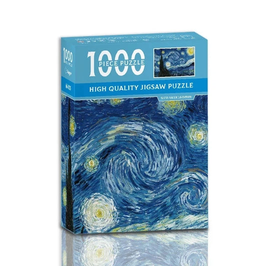 Mini Puzzle 1000 Pièces - La Nuit Etoilée, Van Gogh (Art, Adulte)