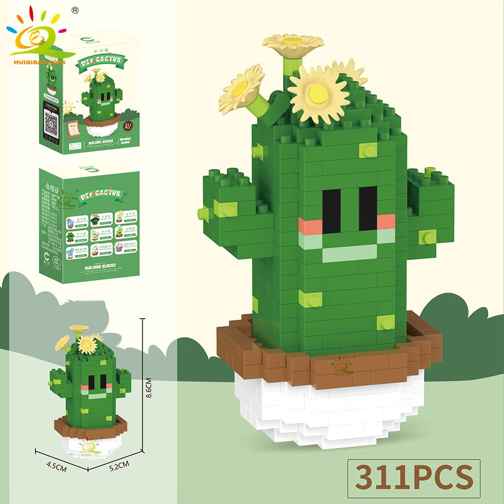 Mini Puzzle 3D Botanique en Micro-Briques - Collection Cactus et Succulentes