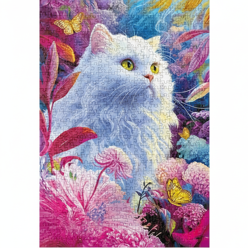 Micro Puzzle Le Chat Blanc du Jardin Secret - 1000 Pièces