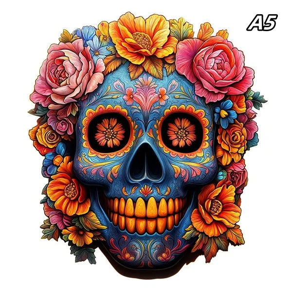 Puzzle en bois – Calavera florale