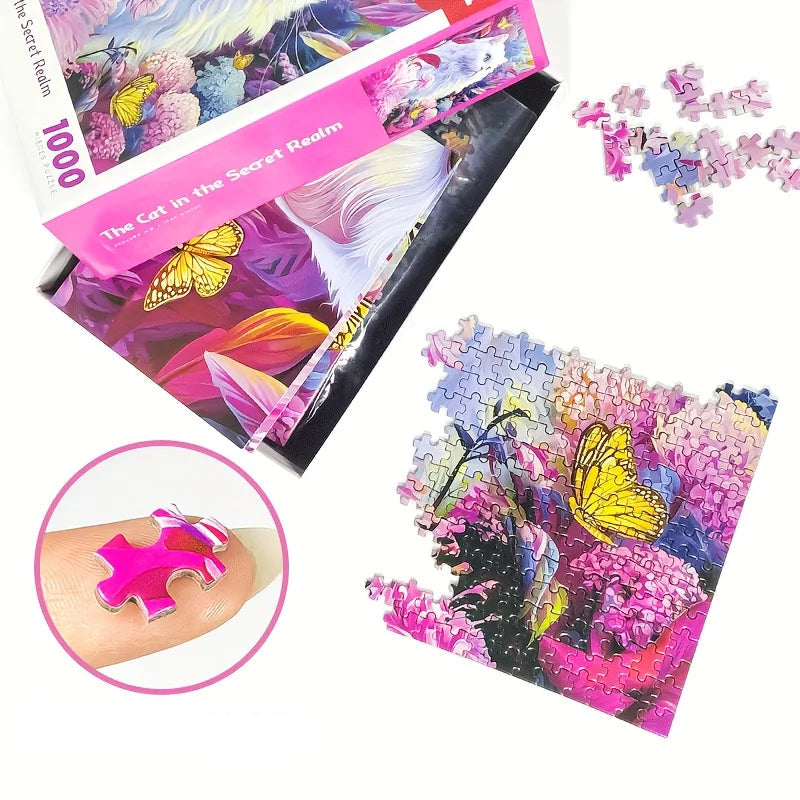 Micro Puzzle Le Chat Blanc du Jardin Secret - 1000 Pièces