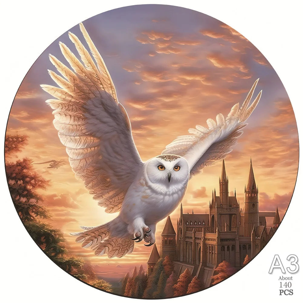 Puzzle en Bois - Chouette Harfang des Neiges (Art, Animaux)