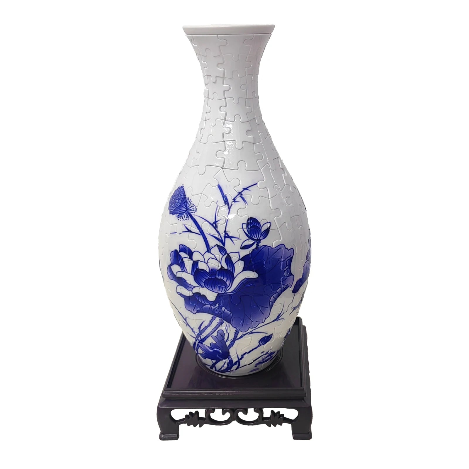 Vase Puzzle 3D Motif Floral Chinois Bleu Ming 160 Pièces