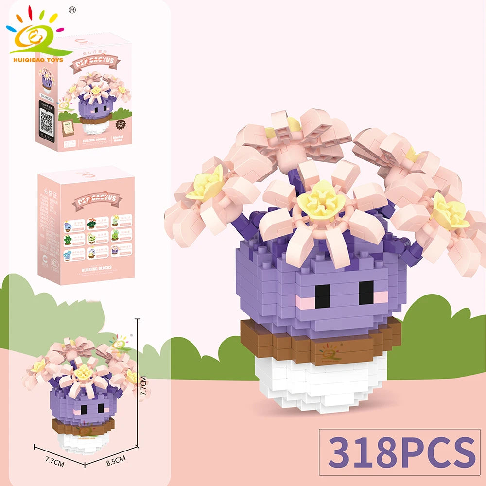 Mini Puzzle 3D Botanique en Micro-Briques - Collection Cactus et Succulentes