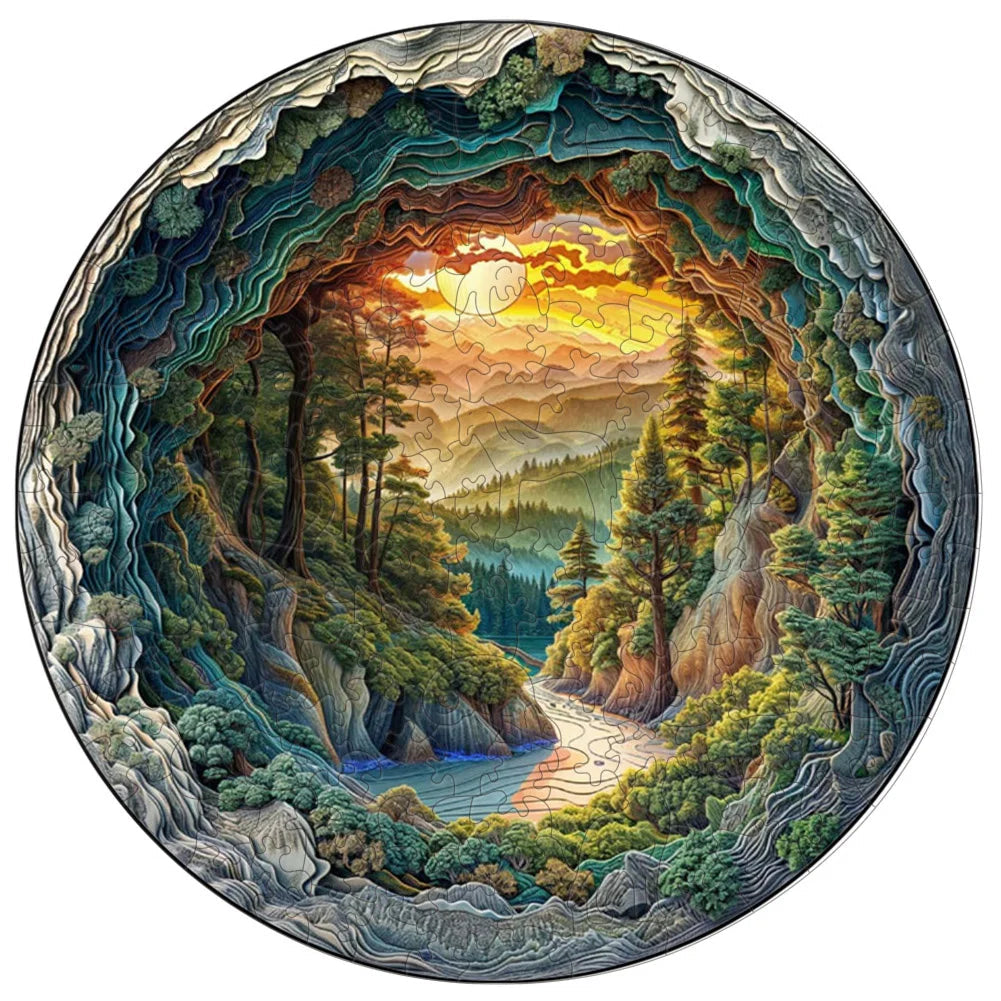 Puzzle en bois - Vallée ensoleillée (Art, Paysage)