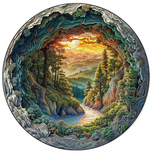 Puzzle en bois - Vallée ensoleillée (Art, Paysage)