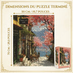 Puzzle Café Cerisier en Fleurs - Paysage Printanier - 1100 Pièces