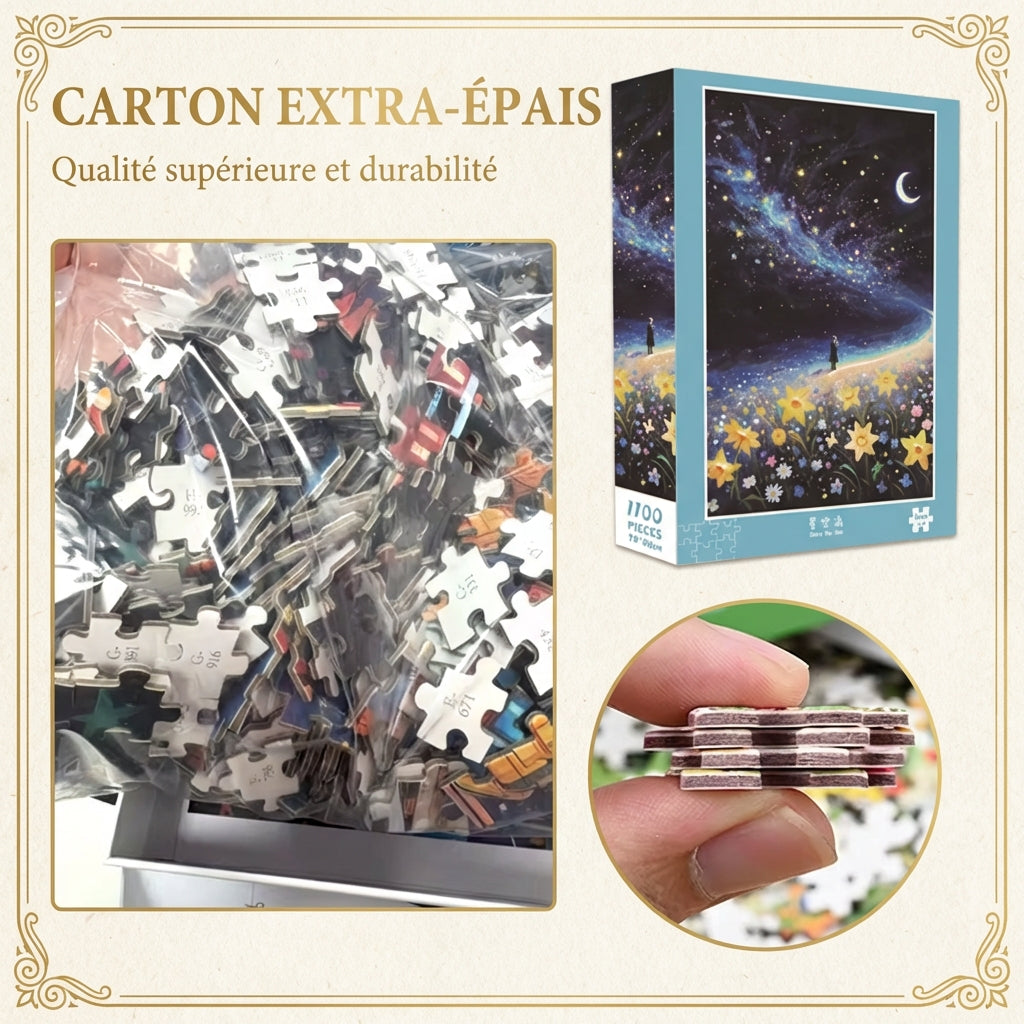 Puzzle Ciel Étoilé & Océan de Fleurs - Rêve Galactique - 1100 Pièces