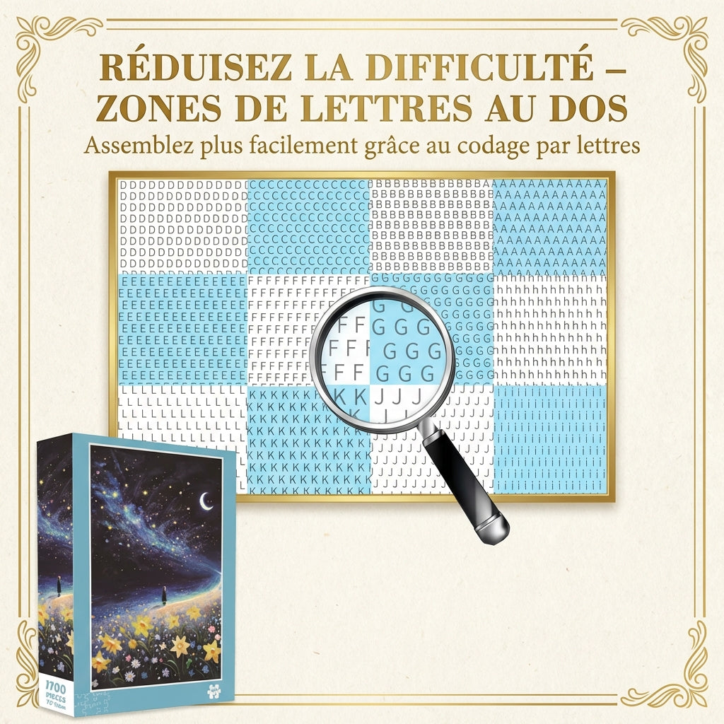 Puzzle Ciel Étoilé & Océan de Fleurs - Rêve Galactique - 1100 Pièces