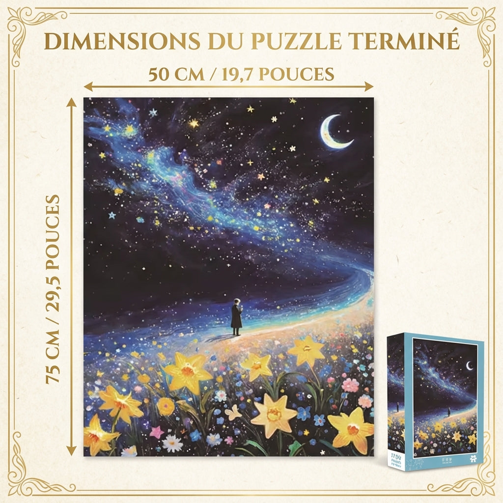 Puzzle Ciel Étoilé & Océan de Fleurs - Rêve Galactique - 1100 Pièces