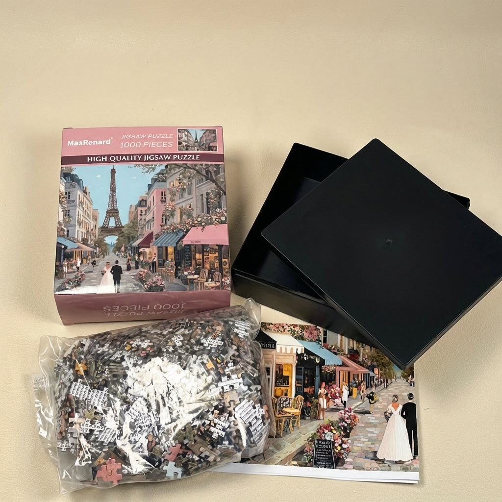 Mini Puzzle 1000 Pièces "Love in Paris" - Escapade Romantique - [Format Compact]