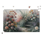 Détail des pièces du puzzle en bois Le Banc Fleuri - Collection Signature L'Art du Puzzle