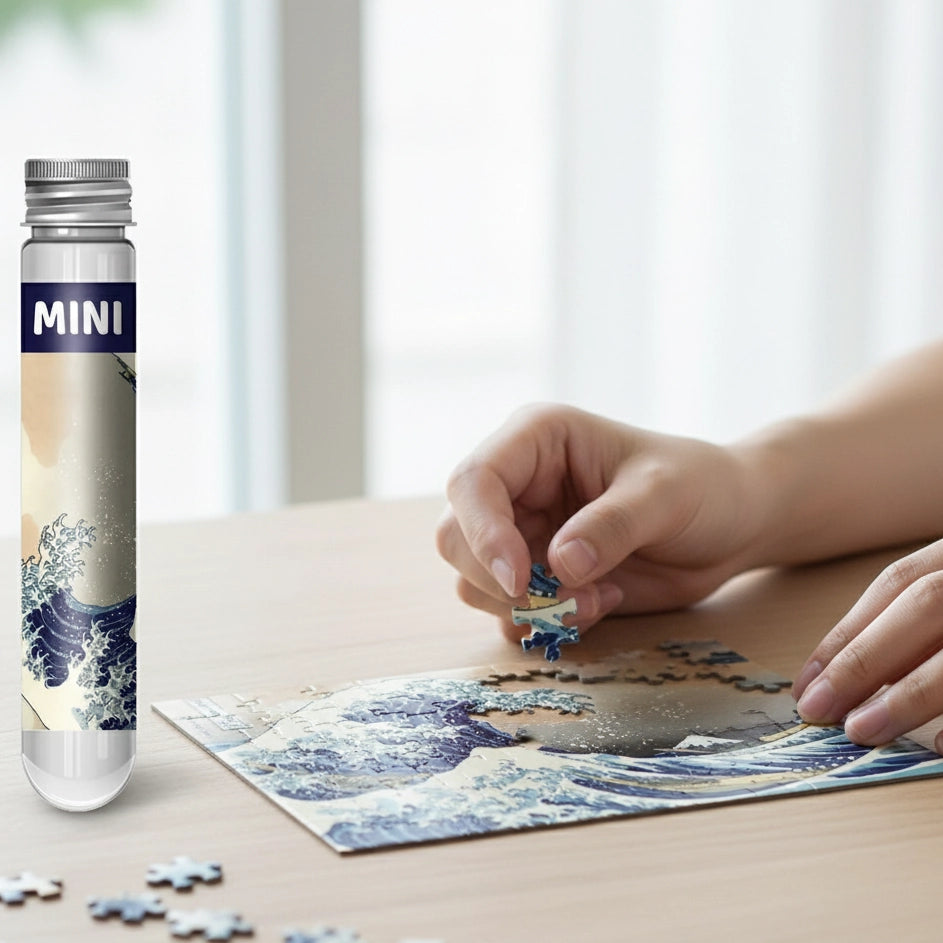 Mini Puzzle 150 Pièces - La Grande Vague de Kanagawa, Hokusai (Art, Cadeau)