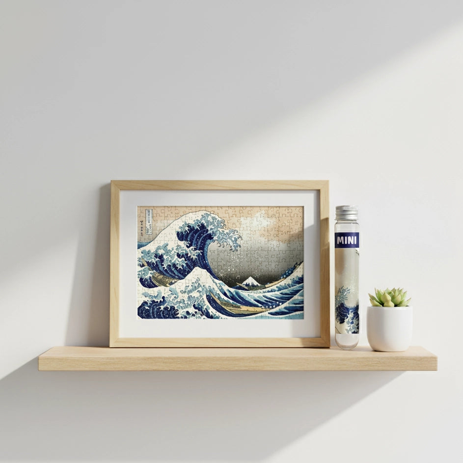 Mini Puzzle 150 Pièces - La Grande Vague de Kanagawa, Hokusai (Art, Cadeau)