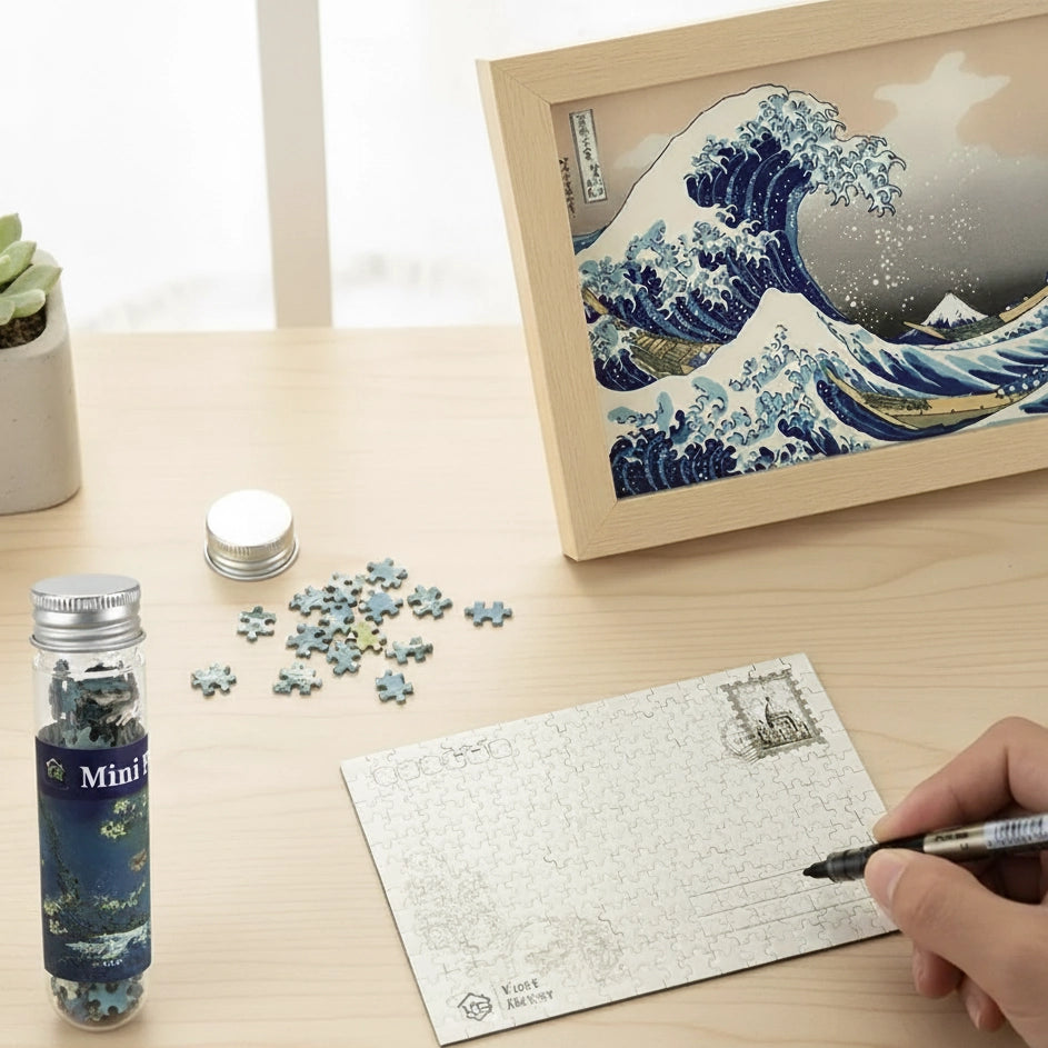 Mini Puzzle 150 Pièces - La Grande Vague de Kanagawa, Hokusai (Art, Cadeau)