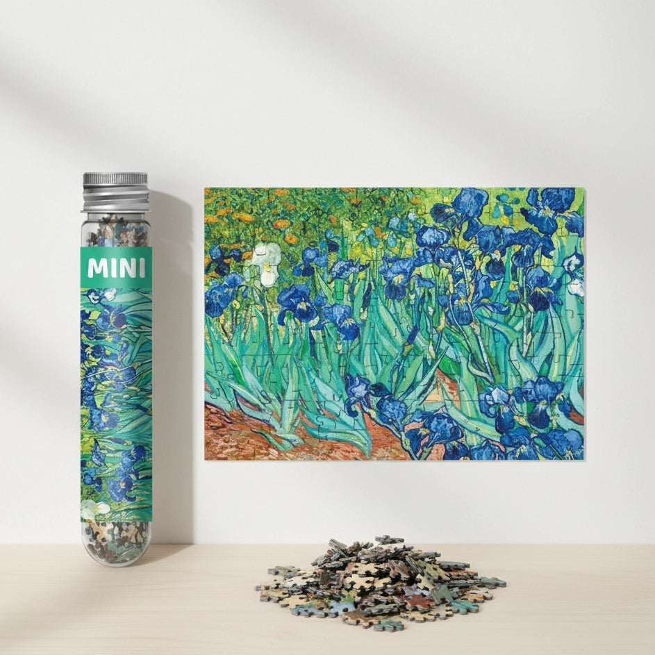 Mini Puzzle carte postale 150 Pièces - Iris de Van Gogh, idée cadeau