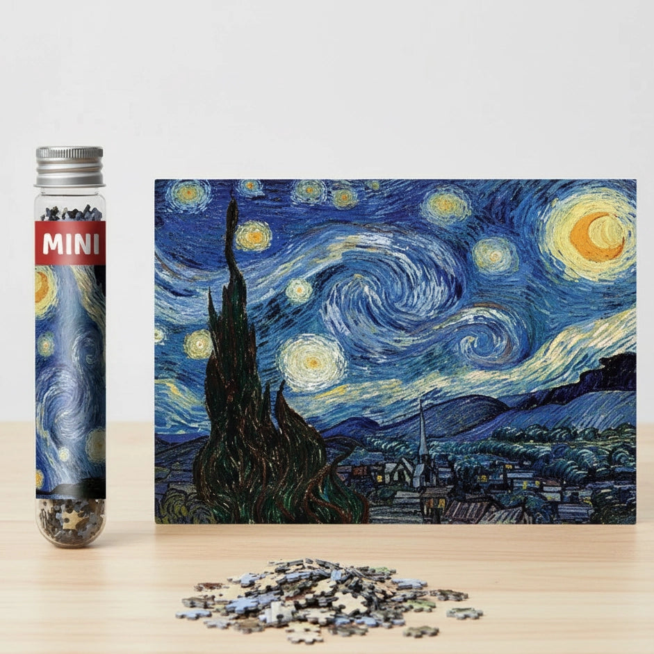 Mini Puzzle carte postale 150 Pièces - Nuit Étoilée, de Van Gogh 