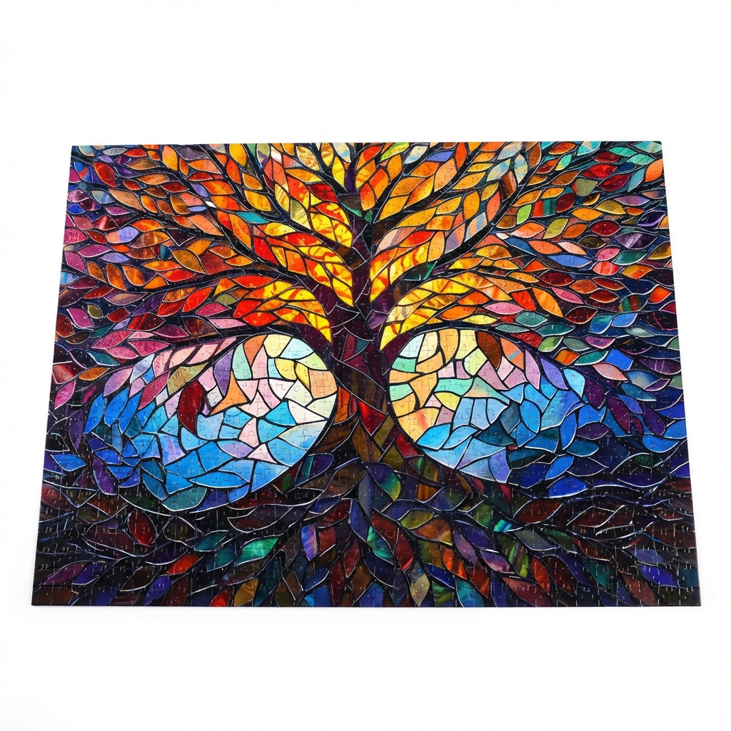Puzzle Arbre de Vie - Vitrail Coloré - 1000 Pièces
