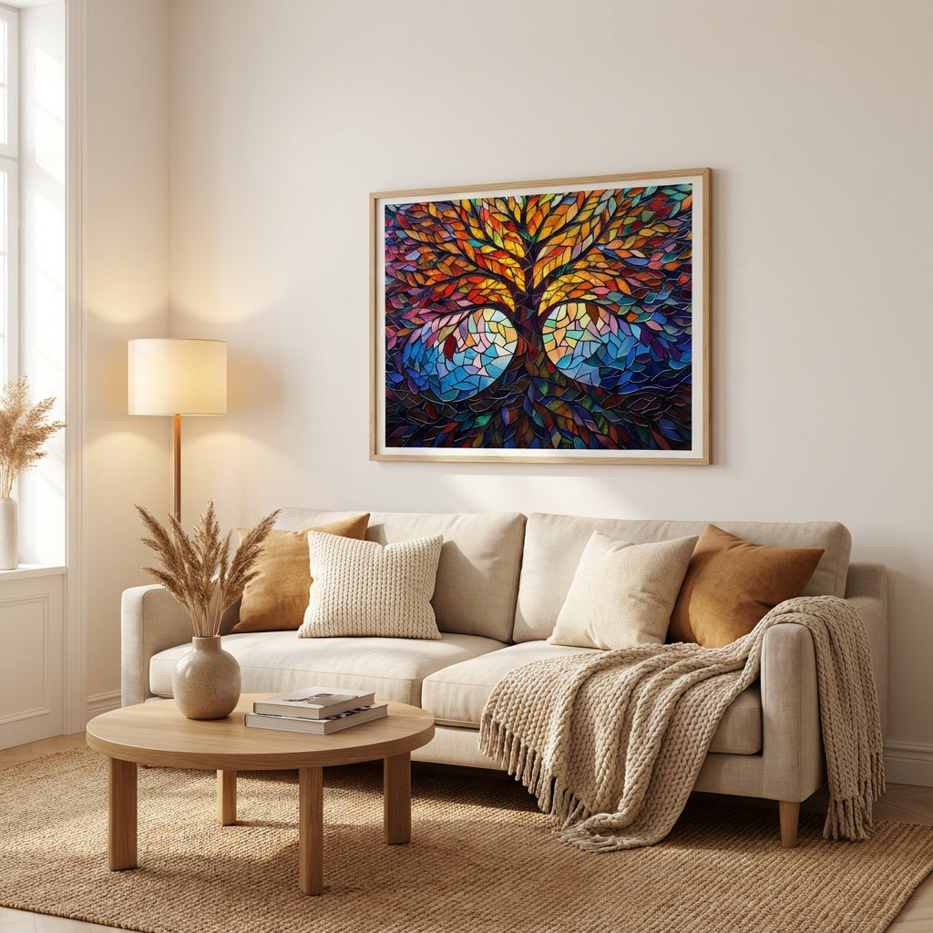 Puzzle Arbre de Vie - Vitrail Coloré - 1000 Pièces