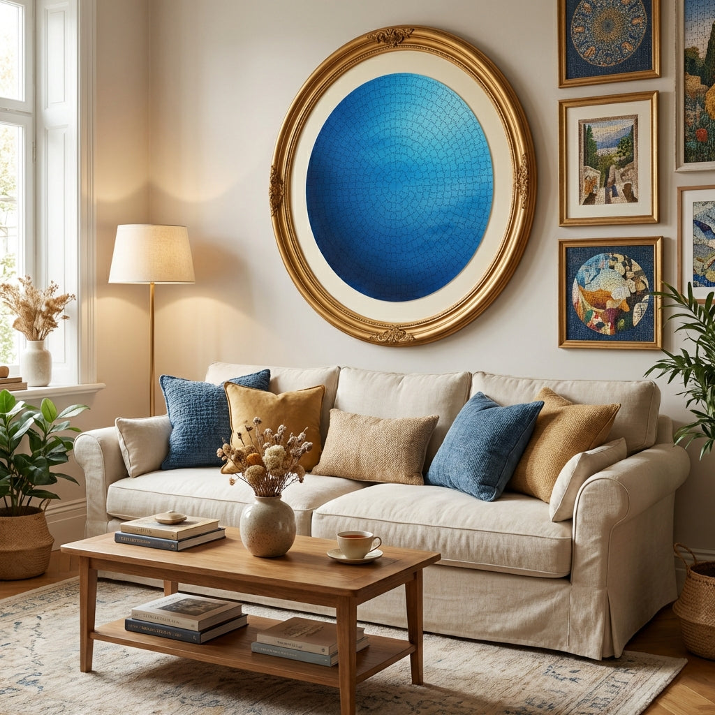 Puzzle Rond Planète Neptune - Voyage Spatial & Dégradé Bleu - 750 Pièces