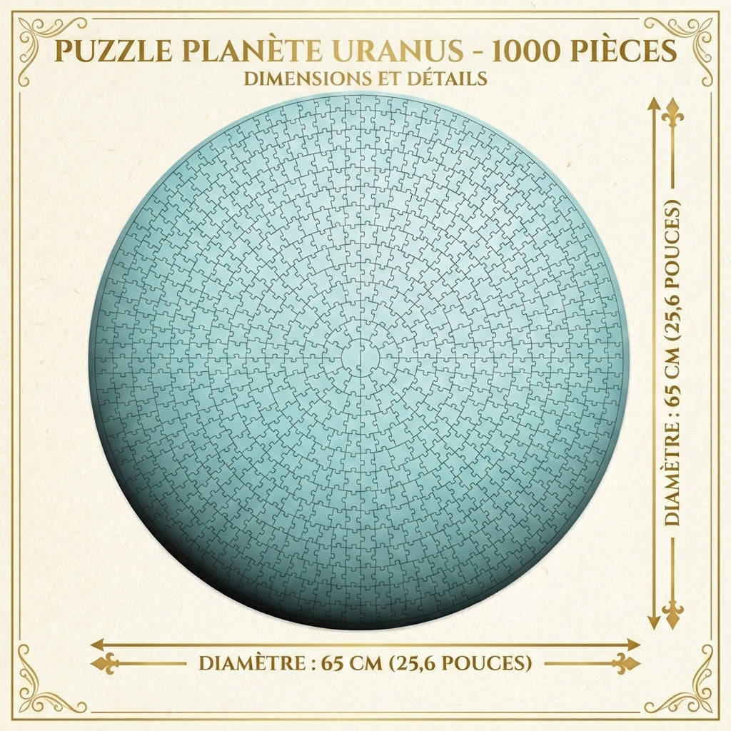 Puzzle Rond Planète Uranus - Espace & Dégradé Cyan - 750 Pièces