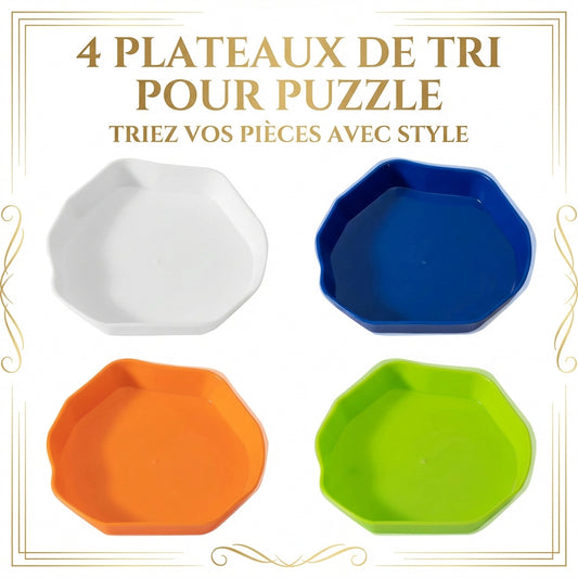Set de 4 Plateaux de Tri pour Puzzle - Empilables - 15,5 cm