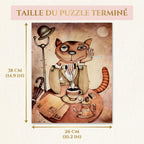 Mini Puzzle 1000 Pièces "Dapper Cat" - Le Chat Dandy au Café - Format Compact